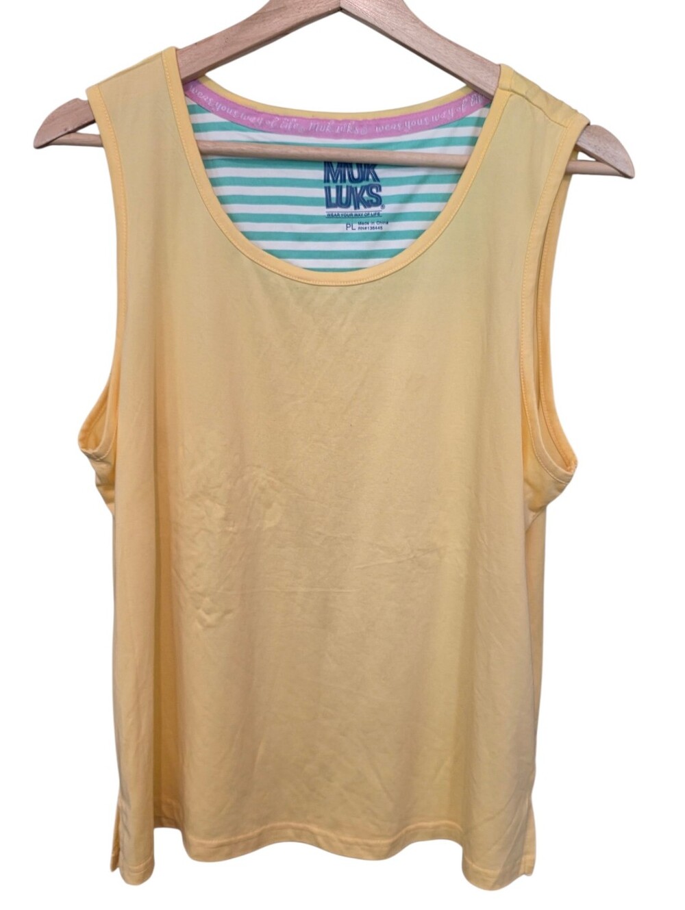The Original Muk Luks Soft Yellow Crewneck Tank Top EUC Sz PL